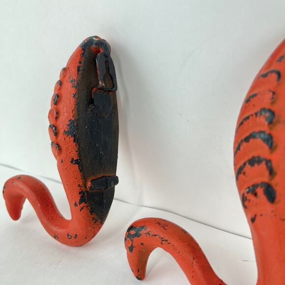 Flamingo Swan Bird Cast Iron Wall Hook Set Whimsy Fun Vintage - Picture 3 of 7